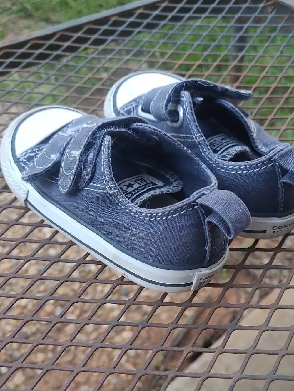 Converse Kids' Blue Canvas Double-Strap Sneakers Size 6